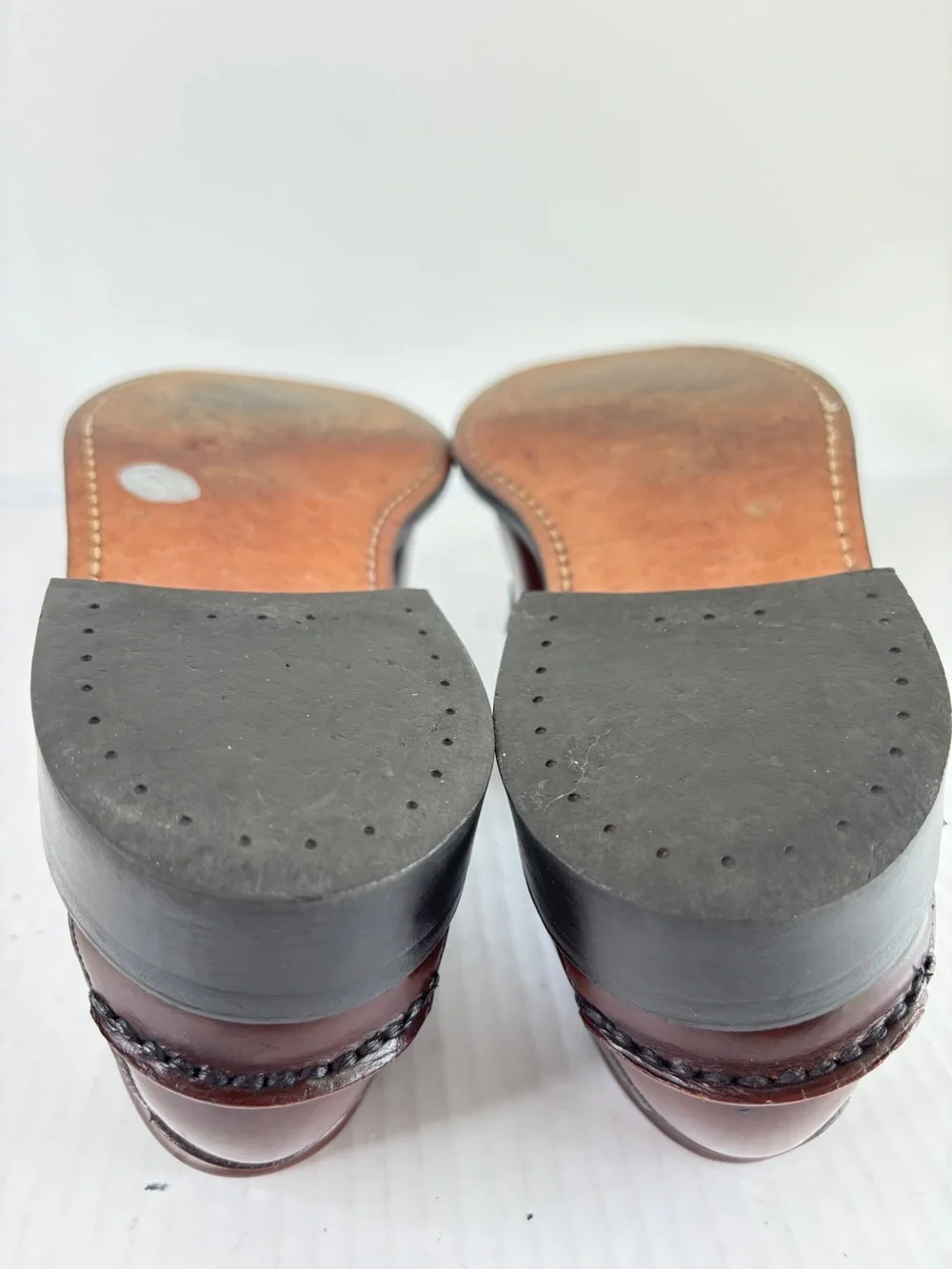 LL Bean Handsewn Penny Loafer Mens 8.5 D Burgundy Leather Dress Shoe Made In USA